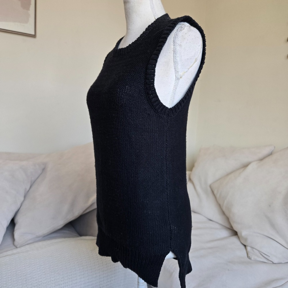 Lee Mathews Womens Soft Black Chunky Knit Sleeveless Pullover Sweater Size Small - Picture 3 of 9